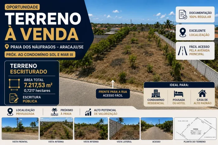 Terreno 7.217 m² à venda ao lado do Condomínio Sol e Mar III
