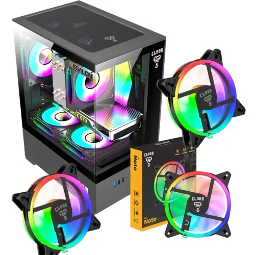 Gabinete Gamer Megalon Night com 3 Fans RBG cores fixa Vidro Temperado
