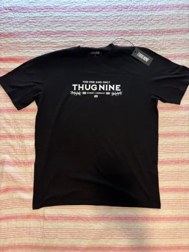 Camiseta Thug Nine Preta Tam G Nova com Etiqueta