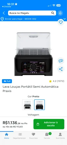 Lava louça portátil práxis