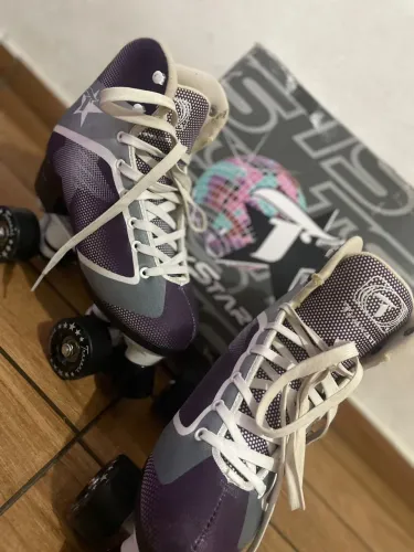 Patins Traxart Quad Roxo Nº38 | Usado 1x | Praticamente novo | R$450