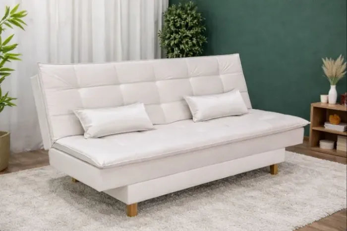 Sofá Cama Premium Veludo Bege 1,80m. Pronta Entrega. 0302