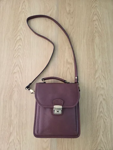bolsa carteiro hexagona parisiense marrom couro legitimo