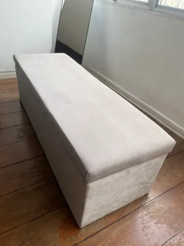 Banco com baú suede cinza