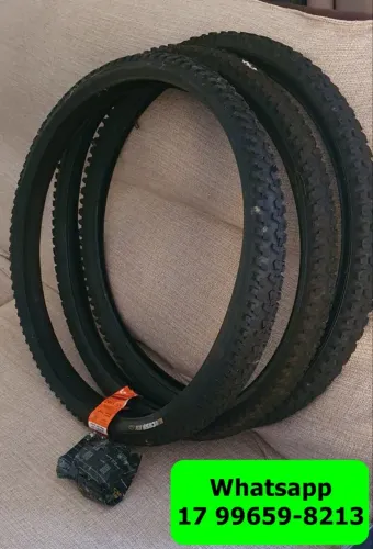 3 pneus 26x1.95 50-559 (2 Levorin e 1 Deestone confiável) com 3 camaras de ar bico grosso