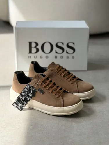 Tênis Casual Hugo Boss Couro Cor: Tabaco Solado Off/White Masculino - Disponível 38 AO 43
