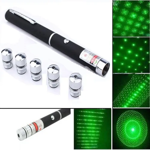 Caneta Laser Verde Green Longa Distancia 5 Pontas Efeitos