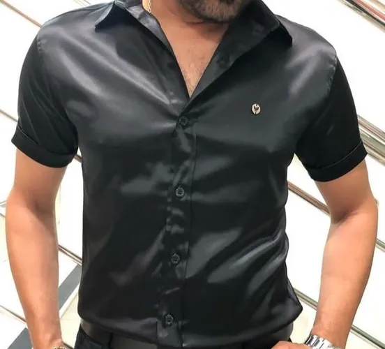 Camisas Tecido Acetinado Slim