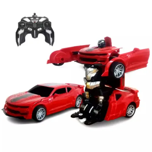 carro que transforma em robô controle remoto camaro vermelho transform tk-1494