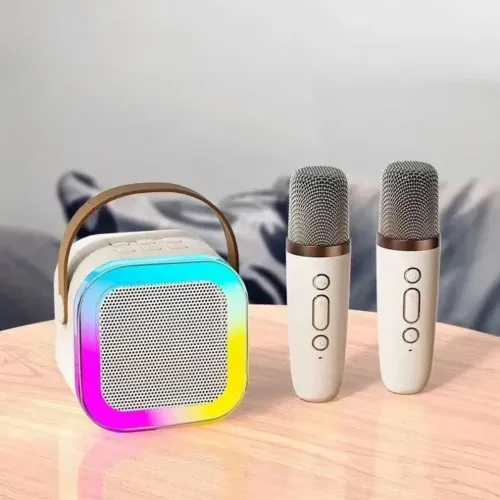 Caixa de Som Bluetooth com Microfones Sem Fio - Kit Completo para Karaokê!