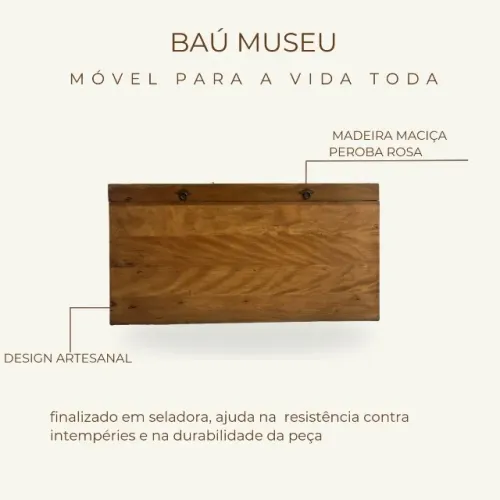 Baú museu madeira maciça