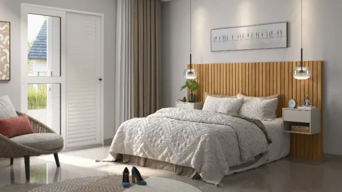 Cabeceira Para Cama Casal Padrão E Queen Ripado Amadeirado - Em Oferta 
