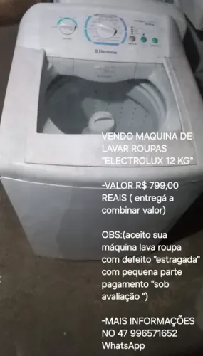 VENDO MAQUINA DE LAVAR ROUPAS ELECTROLUX 12 KG