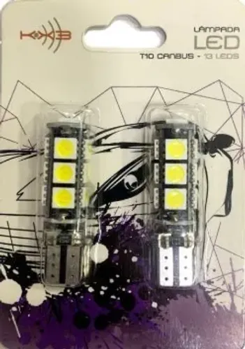 Par Lâmpada Pingo T10 13 leds Pingo Canbus Teto Placa Farol