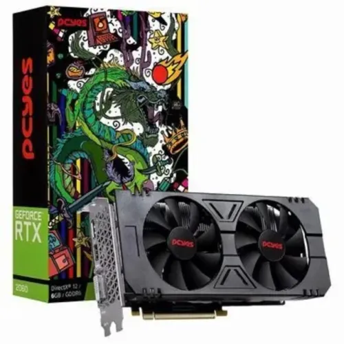 Placa de Vídeo Nvidia Geforce PCYes RTX 2060, GDDR6, 6GB, 192 Bits, Dual Fan, Full Size