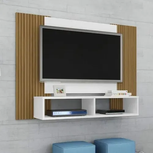 Painel ripado para TV com nichos Design Moderno black friday