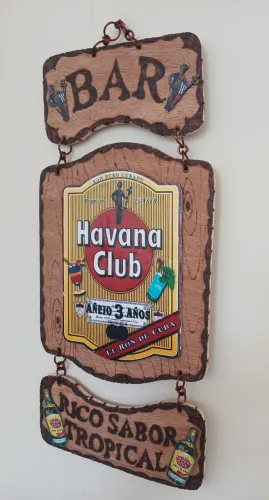 Quadrinho Havana Cuba Bar Club Quadro Decorativo em MDF Souvenir Cubana Rústico Vintage