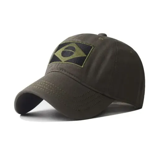Boné Tático Militar Bandeira Brasil Bordado Ajustável Verde Militar