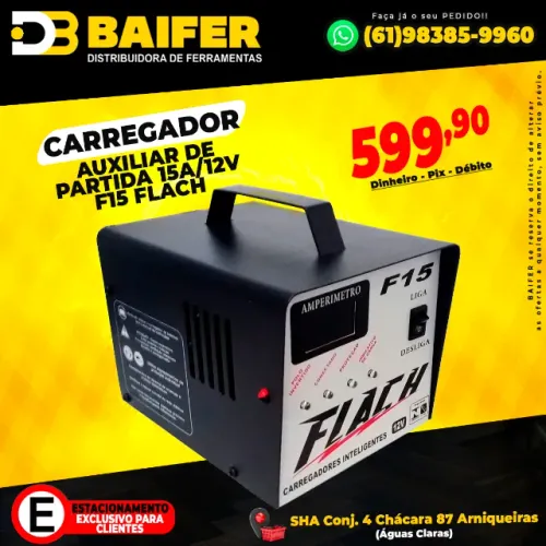 Carregador Auxiliar de Partida 15A/12v F15 Flach