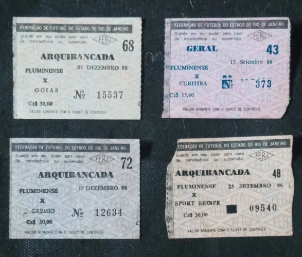 4 INGRESSOS ANTIGOS PARA COLECIONADOR - FLUMINENSE 1986