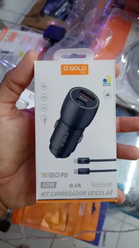 CARREGADOR AUTOMOTIVO PARA CELULAR (SAÍDA USB E USB-C, CARREGAMENTO TURBO)