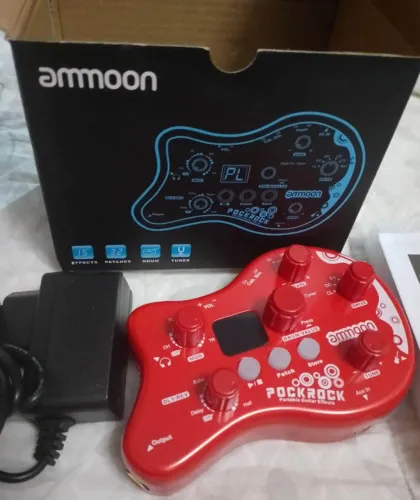 Pedaleira Ammoon Pock Rock Guitarra Portátil 15 Efeitos Nova Vermelho