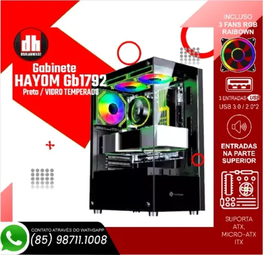 Gabinete Gamer Moderno - Refrigeração Eficiente e Design Atual!