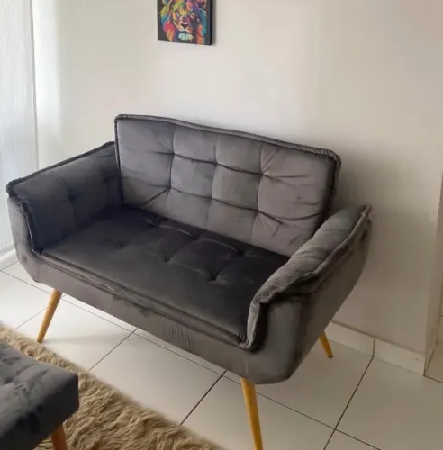 Poltrona Com 2 Lugares Pés Palito Marrom