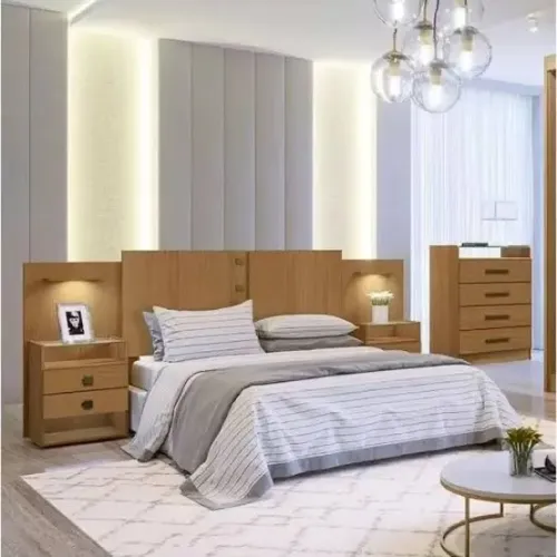 Cabeceira casal New Athos com luminária em led / FRETE GRÁTIS 