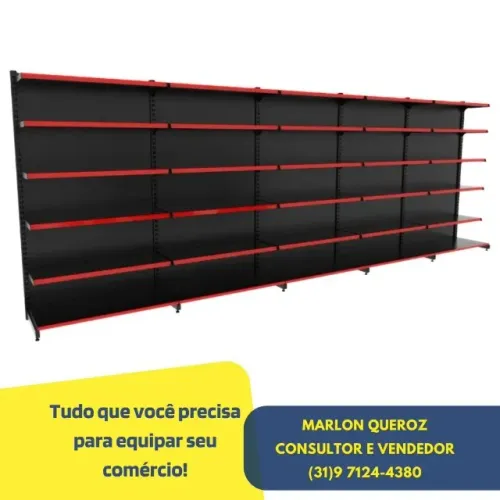 Gondola de Parede 6 bandejas Preta