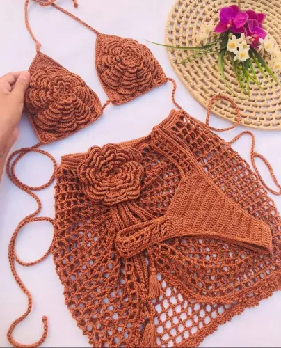 Conjunto de Biquíni Crochê Praia Verão