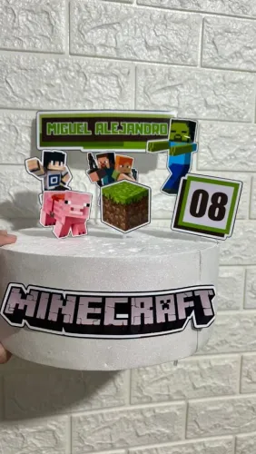 Topo de bolo Minecraft personalizado