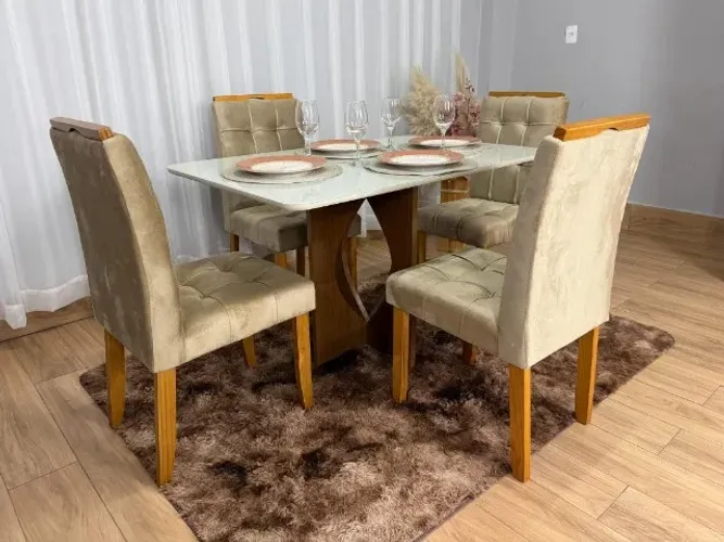 Mesa de Jantar Madri 1.20×0.80 Com 4 Cadeiras- Produto Novo Entrega Rápida