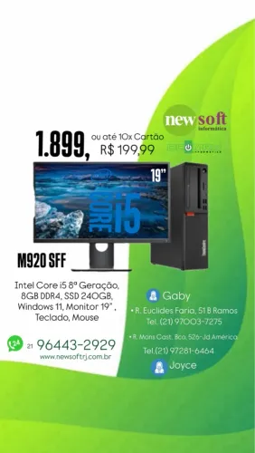 Computador Completo Intel Core i5 8ª Geração - Monitor 19"