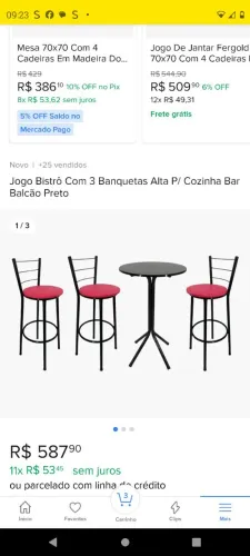 Jogo bistrô alto com banquetas 