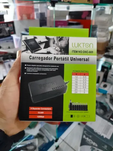 Carregador Portátil Universal 120W - 9 Pontas - Novo