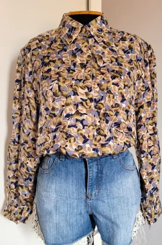 Camisa Feminina Estampa Retrô Peter Halm, Veste M, Seminova