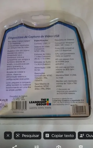 Dispositivo de captura de vídeo USB