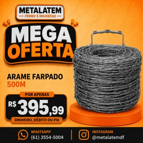 Arame Farpado Galvanizado 500m - Alta Resistência para Cercamentos