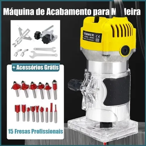 Tupia Laminadora 800W e Jogo de Fresas 15 Peças Acabamento Profissional