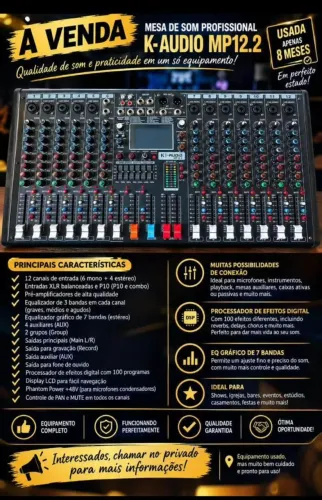 Mesa de som e caixa acústica