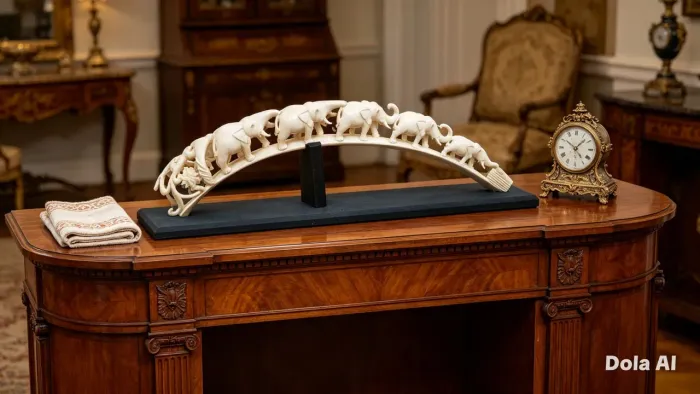 Antiga escultura decorativa original adquirida em leilão 72 cm de curvatura