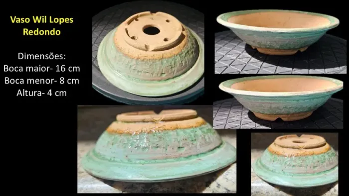 Vaso Bonsai Redondo Cerâmica Alta Temperatura Artesanal Wil Lopes