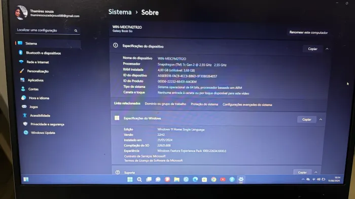 Samsung Galaxy Book Go snapdragon 7c gen 2 4GB RAM 128GB SSD UFS