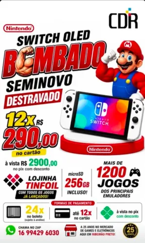 Switch OLED Destravado Turbinado 