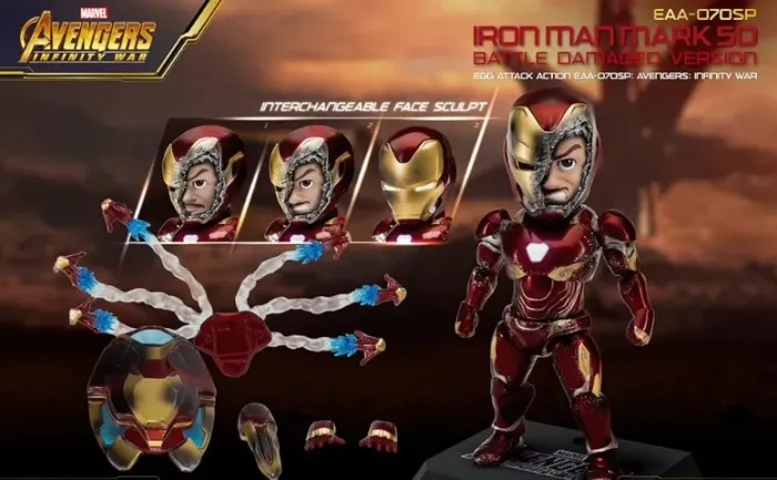 Iron Man MK 50 Battle Damaged Beast Kingdom Egg Attack | Infinity War | Impecável | LED