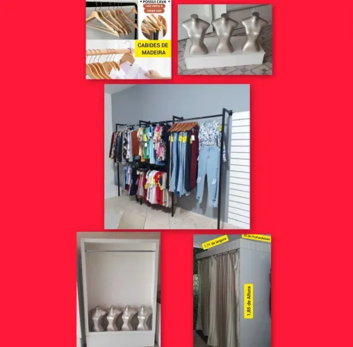 Loja de Roupas mobília armário cabide arara negócio provador manequim busto tablado