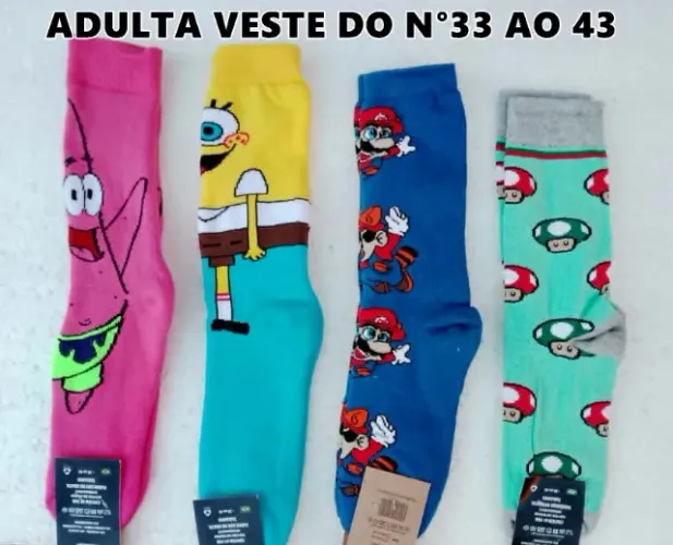 MEIA DIVERTIDAS PERSONAGENS ADULTO E INFANTIL