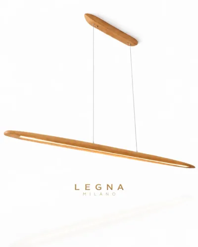 Pendente Linear Fabricado em Madeira Natural Legna Milano - Rio Claro Magazine