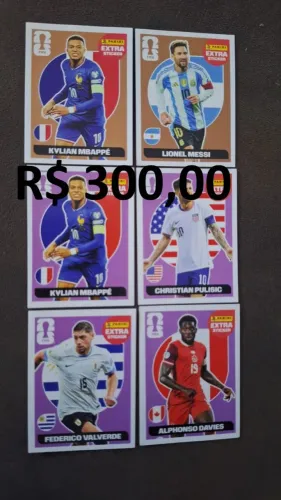 Kit 6 Figurinhas Originais Extra Stickers Legends Copa 2026 - 2 Bronze + 4 Bordô.